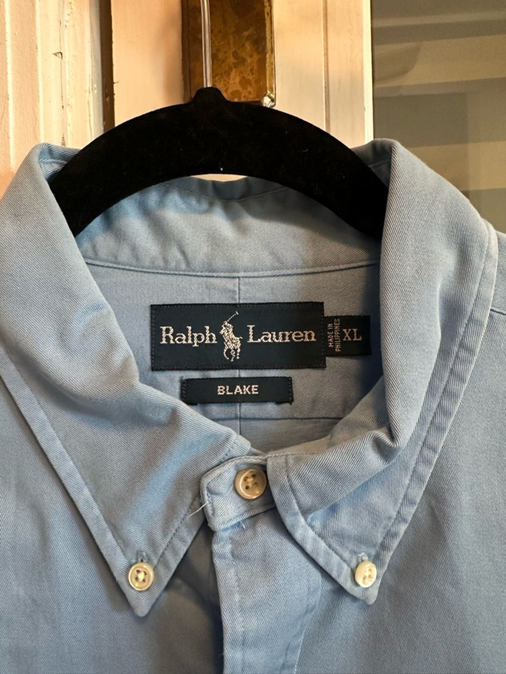 Ralph Lauren Light Blue Button-Down Shirt with Pink Pony - Picture 2 of 3